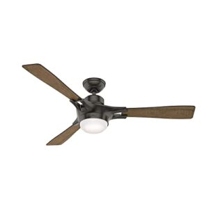 hunter signal indoor wi-fi ceiling fan with led light and remote control, 54″, noble bronze