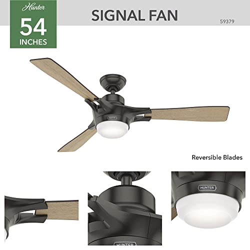 Hunter Signal Indoor Wi-Fi Ceiling Fan with LED Light and Remote Control, 54", Noble Bronze