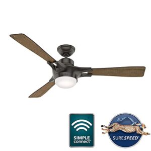 Hunter Signal Indoor Wi-Fi Ceiling Fan with LED Light and Remote Control, 54", Noble Bronze