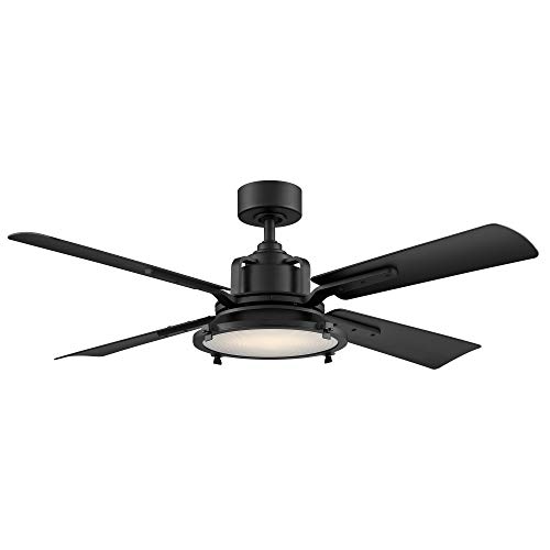 Nautilus Smart Indoor and Outdoor 4-Blade Ceiling Fan 56in Matte Black with 3000K LED Light Kit and Remote Control works with Alexa, Google Assistant, Samsung Things, and iOS or Android App