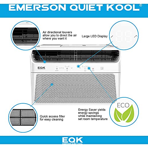 Emerson Quiet Kool Smart Window Air Conditioner,12000 Btu 115V, WiFi and Voice Control, Works w Amazon Alexa and Google Home, Energy Star, EARC12RSE1H, White