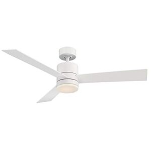 axis smart indoor and outdoor 3-blade ceiling fan 52in matte white with 3000k led light kit and remote control works with alexa, google assistant, samsung things, and ios or android app