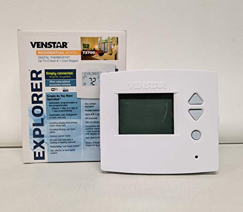 Venstar T3700 Residential Voyager WiFi Ready Thermostat - Works W/ Alexa When WiFi Module Installed, White, 6.3 x 5 x2.3