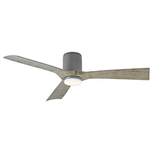 Aviator Smart Indoor and Outdoor 3-Blade Flush Mount Ceiling Fan 54in Graphite Weathered Gray with Remote Control (Light Kit Sold Separately) works with Alexa, Google Assistant, Samsung Things, and iOS or Android App