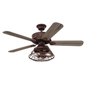 Westinghouse Lighting 74001B00 Vintage-Style Barnett, Smart WiFi Ceiling Fan Compatible with Amazon Alexa and Google Home with LED Light, Remote Control, 48 Inch, Barnwood Finish, Cage Shade