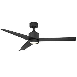 lotus smart indoor and outdoor 3-blade ceiling fan 54in matte black with 3000k led light kit and remote control works with alexa, google assistant, samsung things, and ios or android app