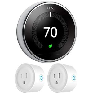 google nest t3019us learning thermostat 3rd gen smart thermostat, polished steel bundle with 2-pack deco gear wifi smart plug