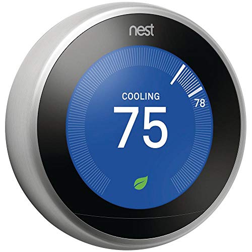 Google Nest T3019US Learning Thermostat 3rd Gen Smart Thermostat, Polished Steel Bundle with 2-Pack Deco Gear WiFi Smart Plug