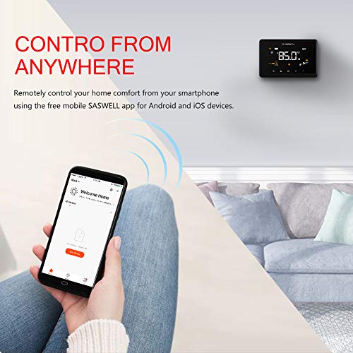 Wi-Fi Smart Thermostat for Smart Home, Tuya APP Remote Control, Compatible with Alexa, Google Assistant, Saswell T29UTW-7-WIFI(TY)