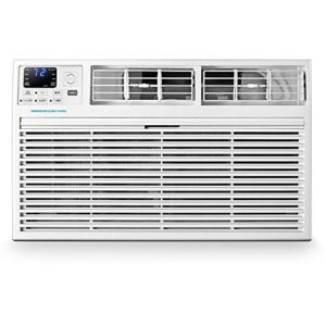 emerson quiet kool 12,000 btu 230v through-the-wall air conditioner with remote control | 4-in-1 ac, heater, dehumidifer, fan | for rooms up to 550 sq.ft. | 24h timer | eate12rd2t, 12000, white