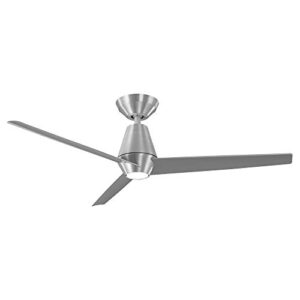 slim smart indoor and outdoor 3-blade ceiling fan 52in brushed aluminum with 3000k led light kit and remote control works with alexa, google assistant, samsung things, and ios or android app