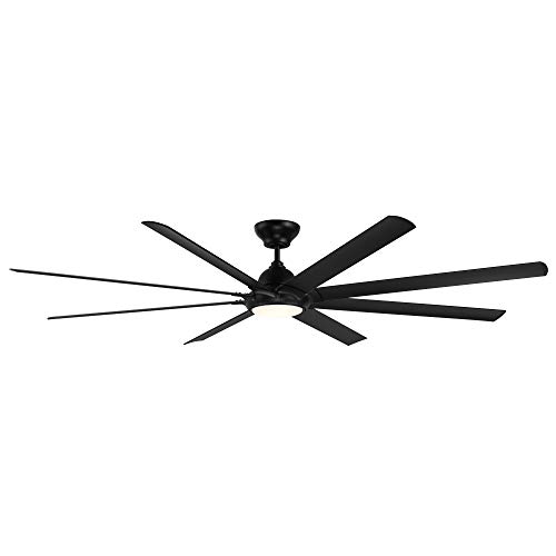 Hydra Smart Indoor and Outdoor 8-Blade Ceiling Fan 96in Matte Black with 3500K LED Light Kit and Wall Control works with Alexa, Google Assistant, Samsung Things, and iOS or Android App