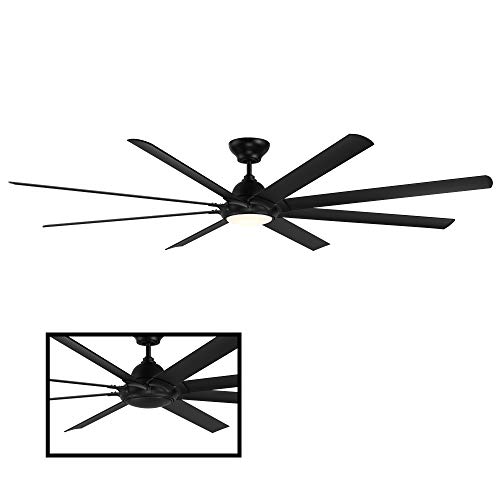 Hydra Smart Indoor and Outdoor 8-Blade Ceiling Fan 96in Matte Black with 3500K LED Light Kit and Wall Control works with Alexa, Google Assistant, Samsung Things, and iOS or Android App