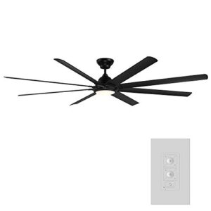 Hydra Smart Indoor and Outdoor 8-Blade Ceiling Fan 96in Matte Black with 3500K LED Light Kit and Wall Control works with Alexa, Google Assistant, Samsung Things, and iOS or Android App