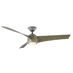 twirl smart indoor and outdoor 3-blade ceiling fan 58in graphite weathered wood 3000k led light kit and remote control works with alexa, google assistant, samsung things, and ios or android app