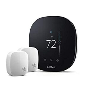 Ecobee EB-STATE3LTVP-01 Thermostat with 2 Room SmartThermostat & Room Sensors, Black