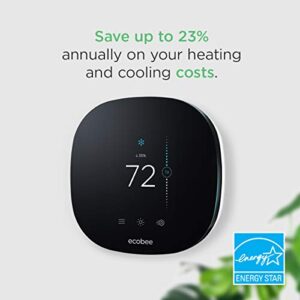 Ecobee EB-STATE3LTVP-01 Thermostat with 2 Room SmartThermostat & Room Sensors, Black