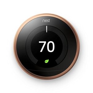 nest t3021us learning thermostat, easy temperature control for every room in your house, copper (third generation), compatible with alexa small (renewed)