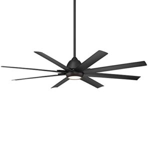 wac smart fans mocha xl indoor and outdoor 8-blade ceiling fan 66in matte black with 3000k led light kit and remote control works with alexa and ios or android app