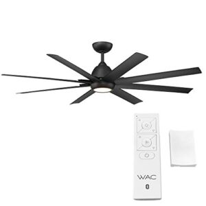 WAC Smart Fans Mocha XL Indoor and Outdoor 8-Blade Ceiling Fan 66in Matte Black with 3000K LED Light Kit and Remote Control works with Alexa and iOS or Android App
