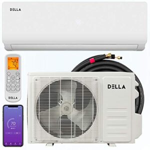 della 12000 btu mini split air conditioner & heater ductless inverter system, 19 seer 208-230v, 8 hspf, with 1 ton heat pump, cools up to 750 sq. ft. full installation 16.4 ft kit included