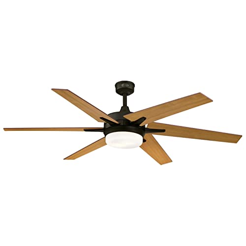 Westinghouse Lighting 74002B00 Transitional Cayuga, Smart WiFi Ceiling Fan Compatible with Amazon Alexa and Google Home with LED Light, Remote Control, 60 Inch, Black-Bronze Finish, Frosted Opal Glass