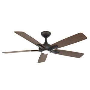 mykonos smart indoor and outdoor 5-blade ceiling fan 60in bronze/dark walnut with 3500k led light kit and remote control works with alexa, google assistant, samsung things, and ios or android app