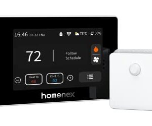 Homenex Wi-Fi Smart Thermostat with 1 Remote Sensor, Touch Display, C-Wire Required, Compatible with Alexa