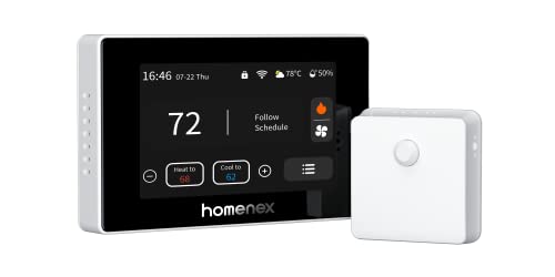 Homenex Wi-Fi Smart Thermostat with 1 Remote Sensor, Touch Display, C-Wire Required, Compatible with Alexa