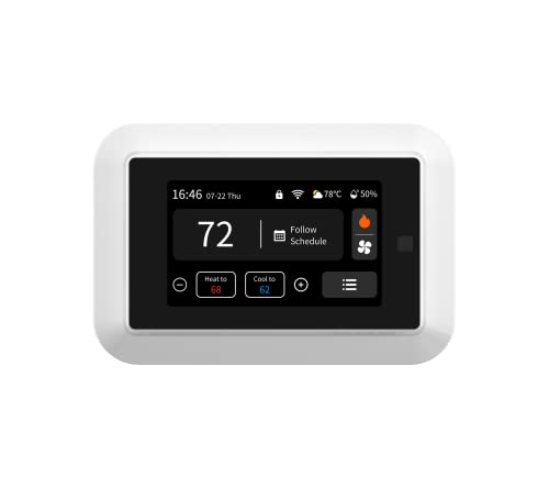 Homenex Wi-Fi Smart Thermostat with 1 Remote Sensor, Touch Display, C-Wire Required, Compatible with Alexa