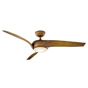 nirvana smart indoor and outdoor 3-blade ceiling fan 56in distressed koa with 3000k led light kit and remote control works with alexa, google assistant, samsung things, and ios or android app