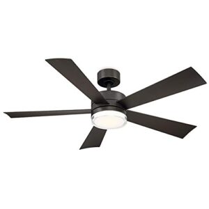 wynd smart indoor and outdoor 5-blade ceiling fan 52in bronze with 3000k led light kit and remote control works with alexa, google assistant, samsung things, and ios or android app