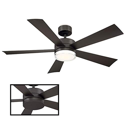 Wynd Smart Indoor and Outdoor 5-Blade Ceiling Fan 52in Bronze with 3000K LED Light Kit and Remote Control works with Alexa, Google Assistant, Samsung Things, and iOS or Android App