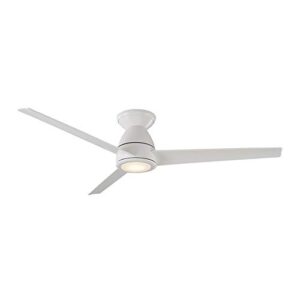 tip top smart indoor and outdoor 3-blade flush mount ceiling fan 52in matte white with 3000k led light kit and remote control works with alexa, google assistant, samsung things, and ios or android app