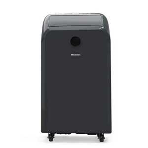hisense portable air conditioner 9,000 btu cooling dehumidifier fan for rooms up to 400 sq.ft, remote control, long distance air flow, black