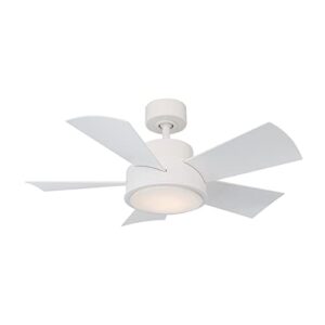 vox indoor and outdoor 5-blade 38in smart ceiling fan in matte white with 3000k led light kit and remote control works with alexa and ios or android app