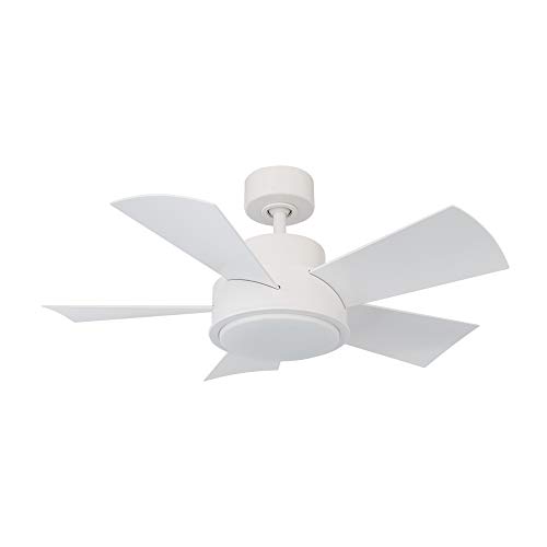 Vox Indoor and Outdoor 5-Blade 38in Smart Ceiling Fan in Matte White with 3000K LED Light Kit and Remote Control works with Alexa and iOS or Android App