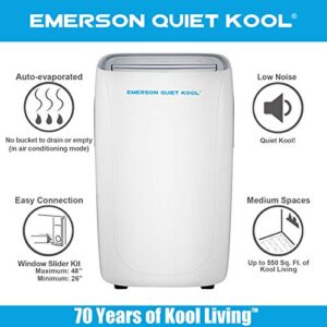 Emerson Quiet Kool EAPE14RSD1 SMART Heat/Cool Wi-Fi and Voice 550-Sq. Ft Portable Air Conditioner with Remote Control for Rooms, White