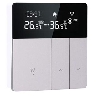 Smart Thermostat, 86 Type Concealed Wifi APP Voice Control Temperature Controller Silver Electric Heating Programmable Temperature Controller 95‑240V for Home Hotel