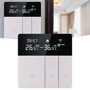 Smart Thermostat, 86 Type Concealed Wifi APP Voice Control Temperature Controller Silver Electric Heating Programmable Temperature Controller 95‑240V for Home Hotel