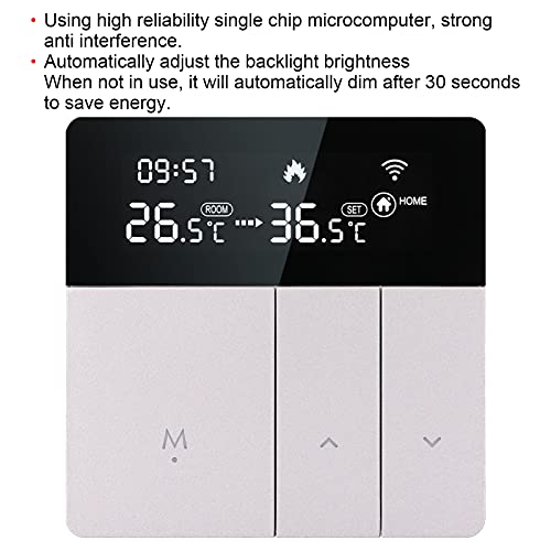 Smart Thermostat, 86 Type Concealed Wifi APP Voice Control Temperature Controller Silver Electric Heating Programmable Temperature Controller 95‑240V for Home Hotel