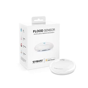 fibaro fgbhfs-101 flood, water & temperature sensor homekit enabled water leakage detector, white