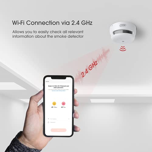 X-Sense Wi-Fi Smoke Detector, Wireless Smart Fire Smoke Alarm with Replaceable Lithium Battery & Silence Button, Compatible with TuyaSmart & Smart Life App, Auto Self-Check Function, XS01-WT