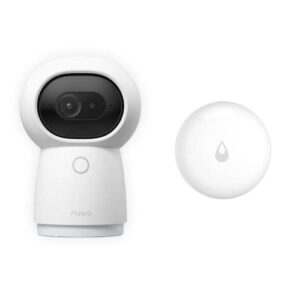 aqara 2k security indoor camera hub g3 plus aqara water leak sensor, ai facial and gesture recognition, infrared remote control, 360° viewing angle via pan and tilt