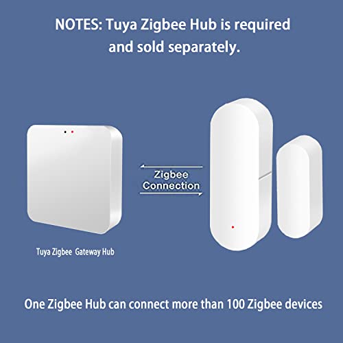 Smart Door Window Sensor: Zigbee Door Sensor with App Alerts, Wireless Contact Sensor for Home Security and Smart Home Automation, Tuya ZigBee Hub Required, Compatible with Alexa Google Home (2 Pack)
