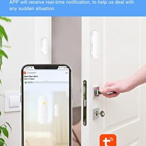 Smart Door Window Sensor: Zigbee Door Sensor with App Alerts, Wireless Contact Sensor for Home Security and Smart Home Automation, Tuya ZigBee Hub Required, Compatible with Alexa Google Home (2 Pack)