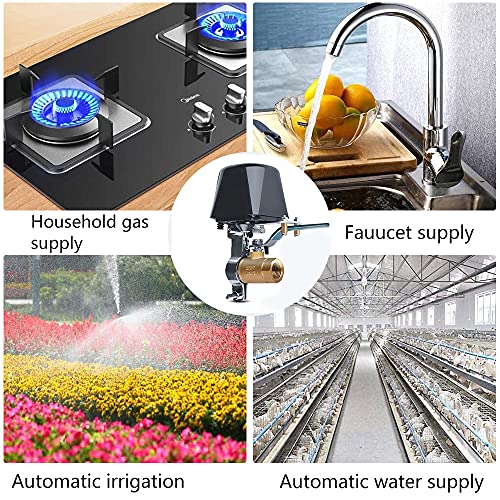 Yasorn Smart Wifi Water Valve, Water/Gas Shut Off Valve Voice Control Timing Controller Compatible with Alexa Google Assistant Automatic Valve work with iOS/Android