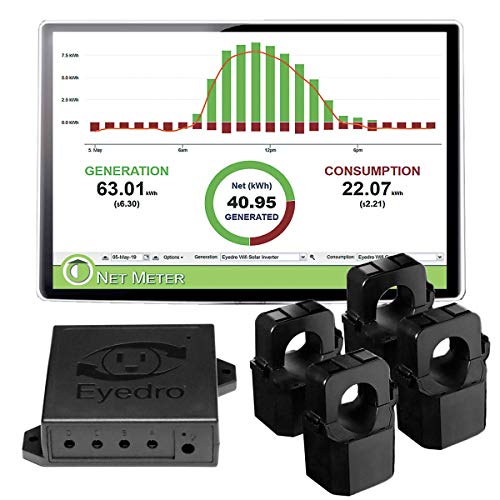 Eyedro Home Solar & Energy Monitor - Track, React, Save Money - View Your Energy Usage in a Variety of Ways via My.Eyedro.com (No Fee) - Electricity Costs in Real Time - Net Metering - EYEFI-4 (WIFI)