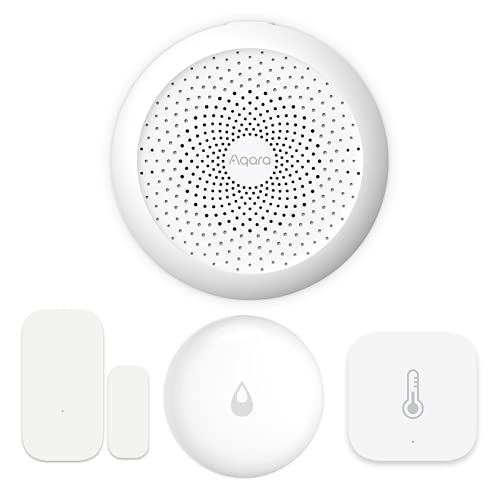 Aqara Smart Hub M1S Plus Aqara Temperature and Humidity Sensor, Door and Window Sensor and Water Leak Sensor, Zigbee Connection, For Remote Monitoring and Smart Home Automation