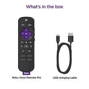 Roku Voice Remote Pro | Rechargeable voice remote with TV controls, lost remote finder, private listening, hands-free voice controls, and shortcut buttons for Roku Players, Roku TV, & Roku Streambars